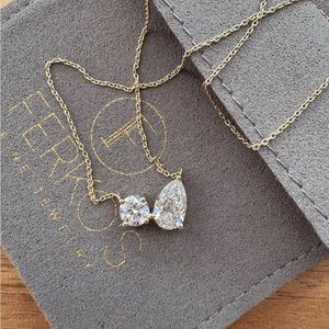 Toi et moi lab diamond 1.55 tcw and 14k gold necklace
